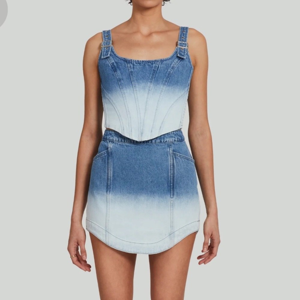 Amanda Uprichard Denim Raisa Top and Tana skirt